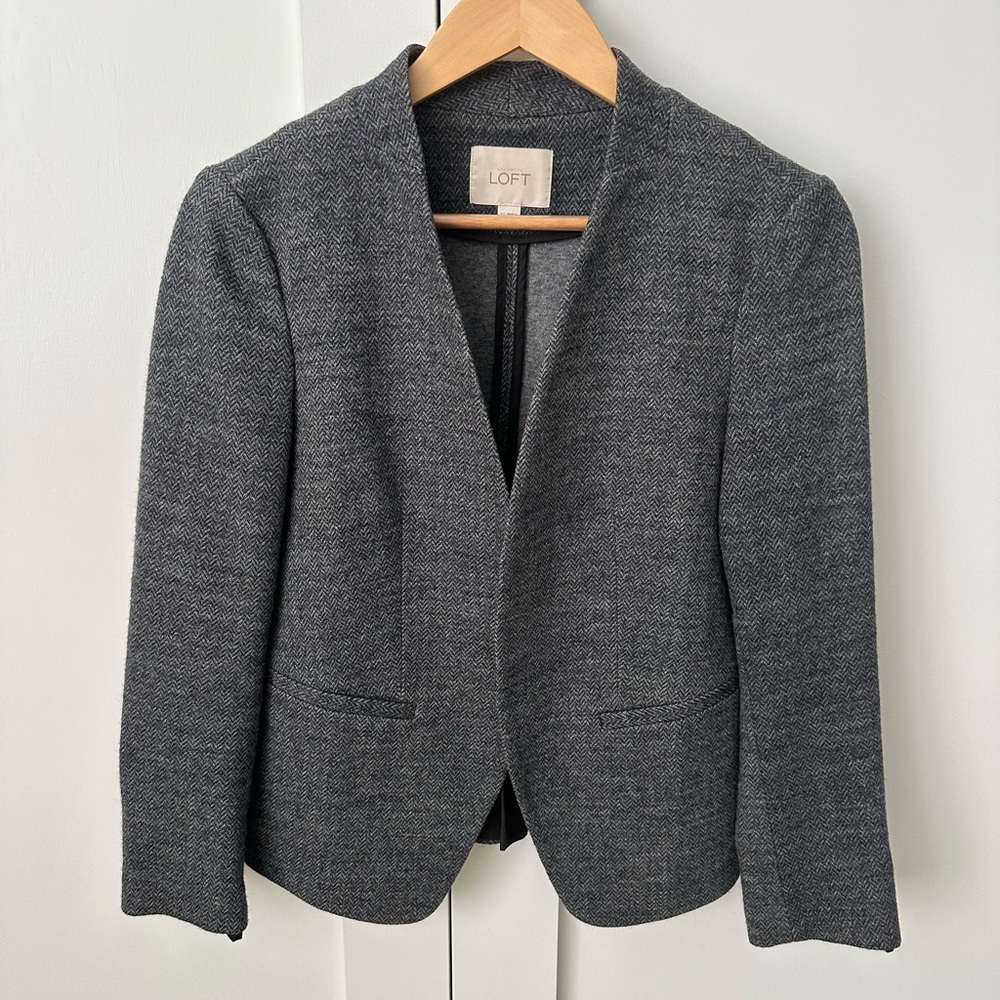 LOFT Charcoal Herringbone Jacket
